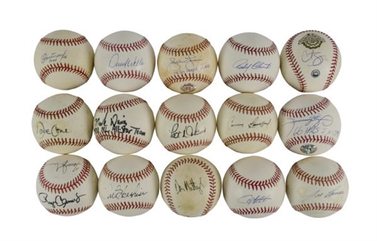 Lot of (15) Single-Signed Baseballs Including Many All-Stars (Schilling, Sosa, Jackson)